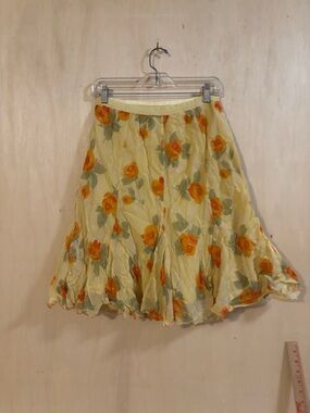 Free People Yellow Floral Circle Skirt with Orange Blooms